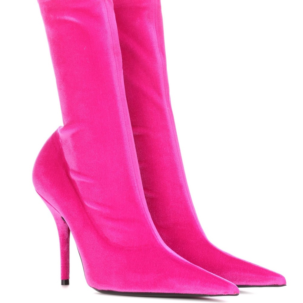 Balenciaga knife velvet ankle boots